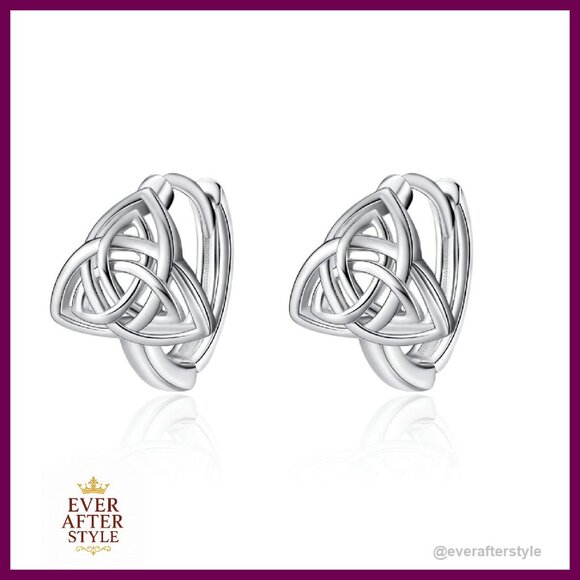 Sterling Silver Celtic Knot Huggie Hoop Earrings Elegant Minimal Chic